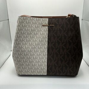 Michael Kors Pratt Medium Bucket Shoulder Bag Brown Multi NWT